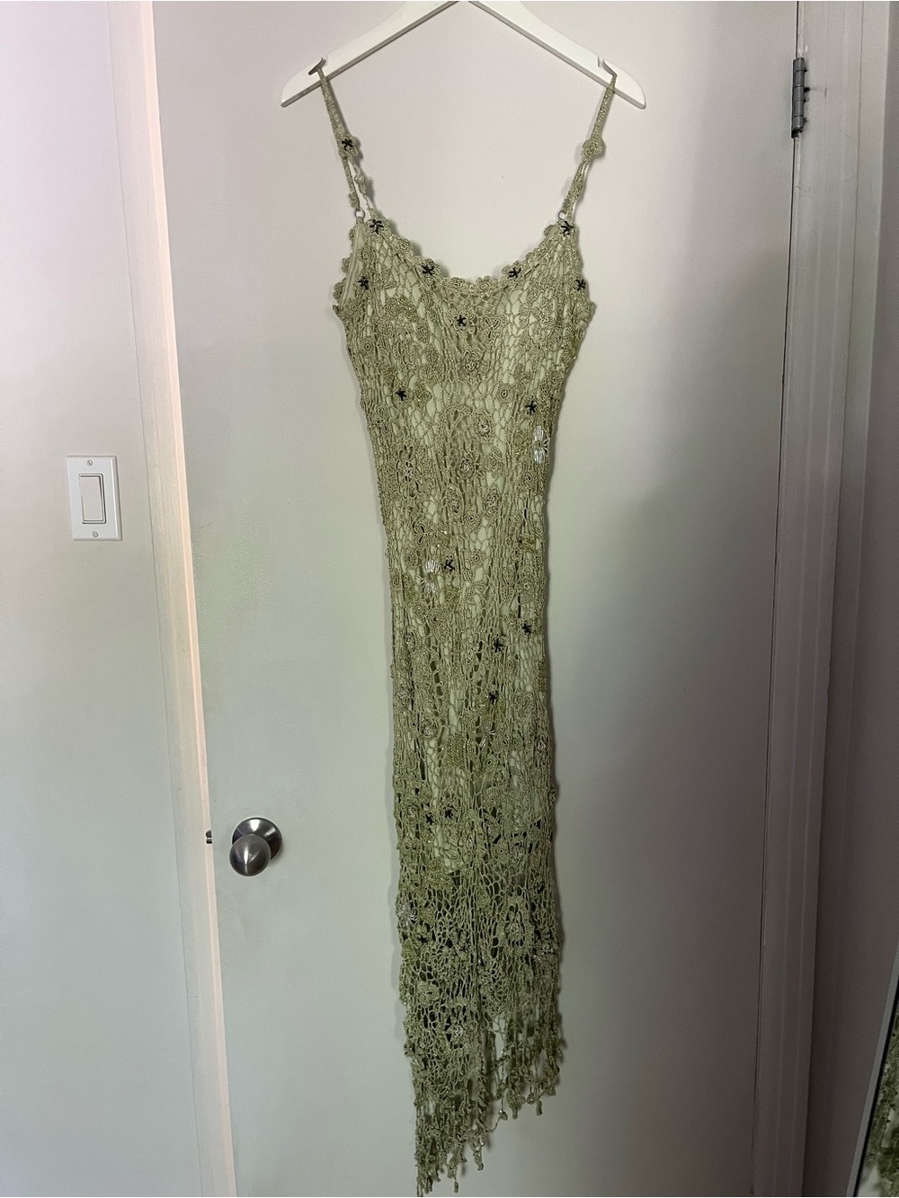 Cartise Green Crochet Slip Dress